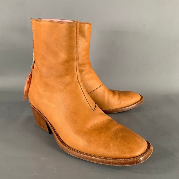ACNE Size 8 Brown Crackled Leather Ankle Boots main image 8